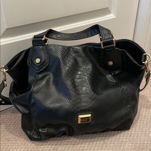 Marc Jacob's Classic Q Francesca Tote Black Python Embossed